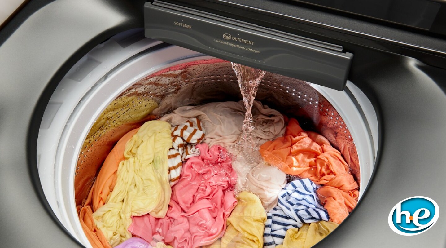 Clothing soaking in water in a washer