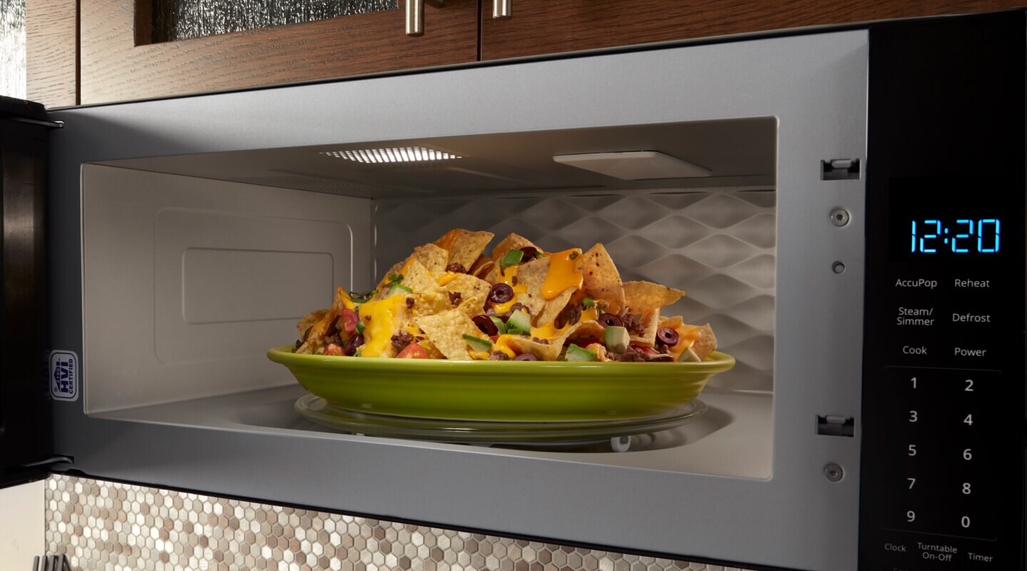 Nachos in an open microwave Nachos in an open microwave