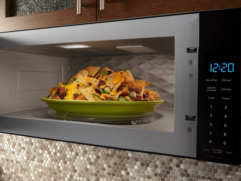 Nachos in an open microwave Nachos in an open microwave