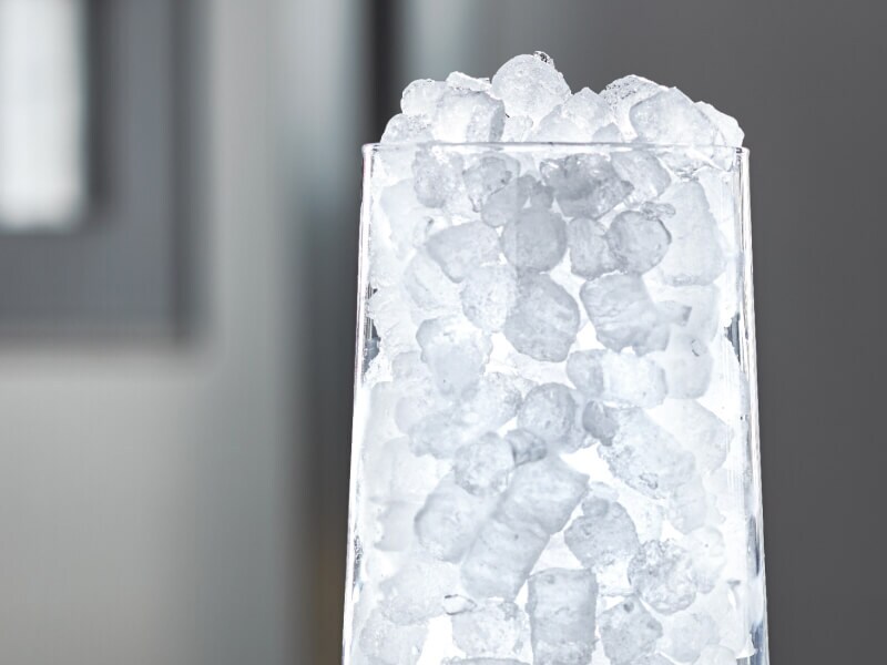 Glass full of nugget ice