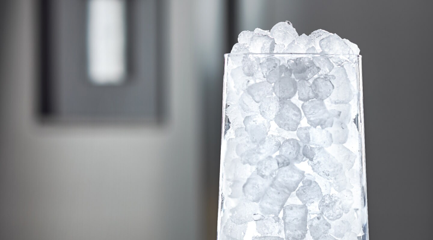 Glass full of nugget ice
