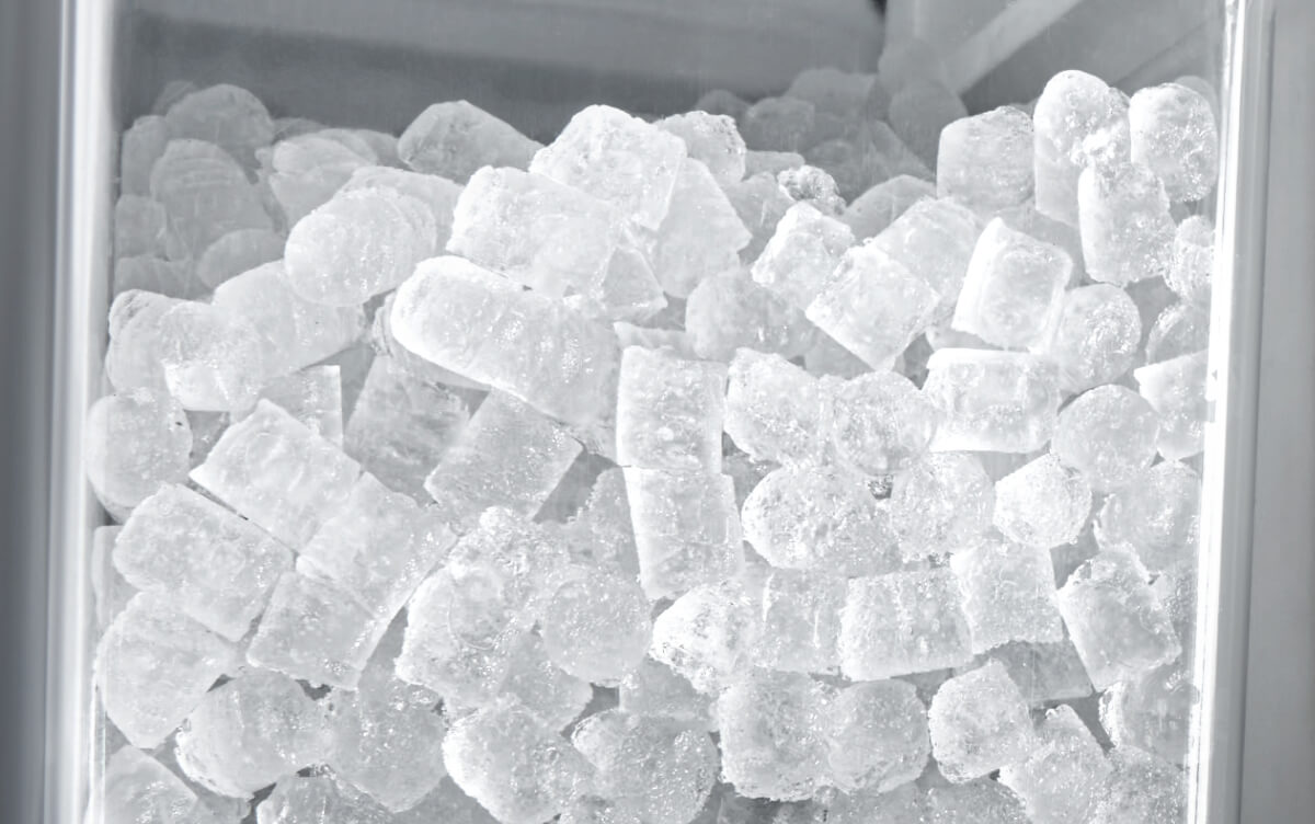 Nugget ice in a freezer