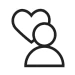 A person and heart icon