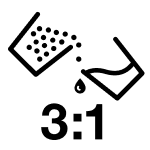 Two cups and 3:1 mixture icon