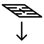A stove grate and downward arrow icon