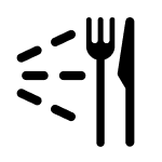Silverware being sprayed with water icon