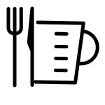 Icon of measuring cup and cutlery