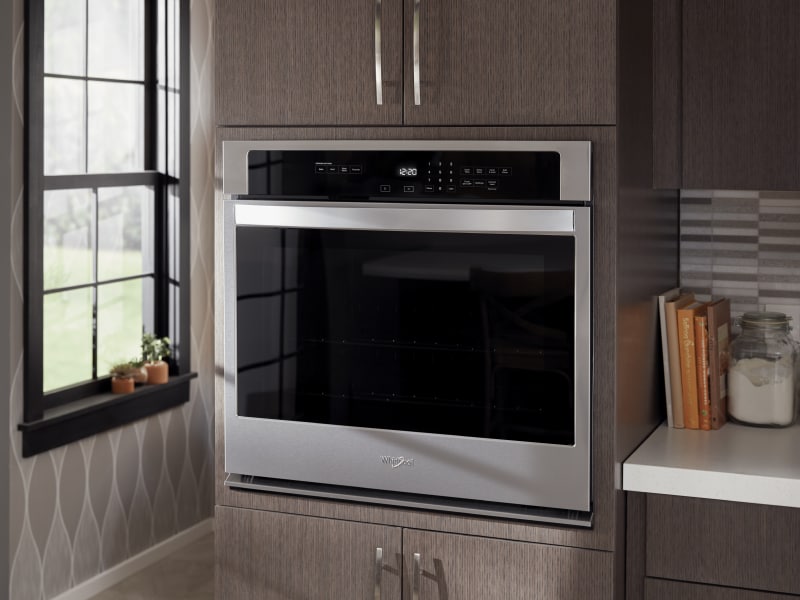 Black and silver Whirlpool oven Black and silver Whirlpool oven