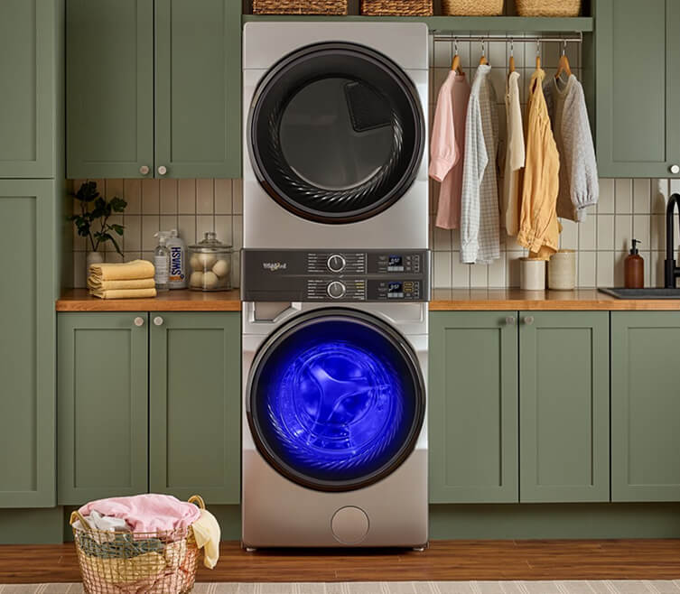 A Whirlpool® Stacked Laundry Center