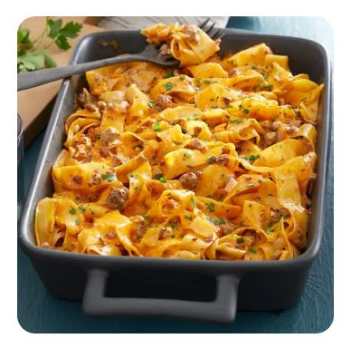 Beef Stroganoff Casserole in a baking dish Beef Stroganoff Casserole in a baking dish
