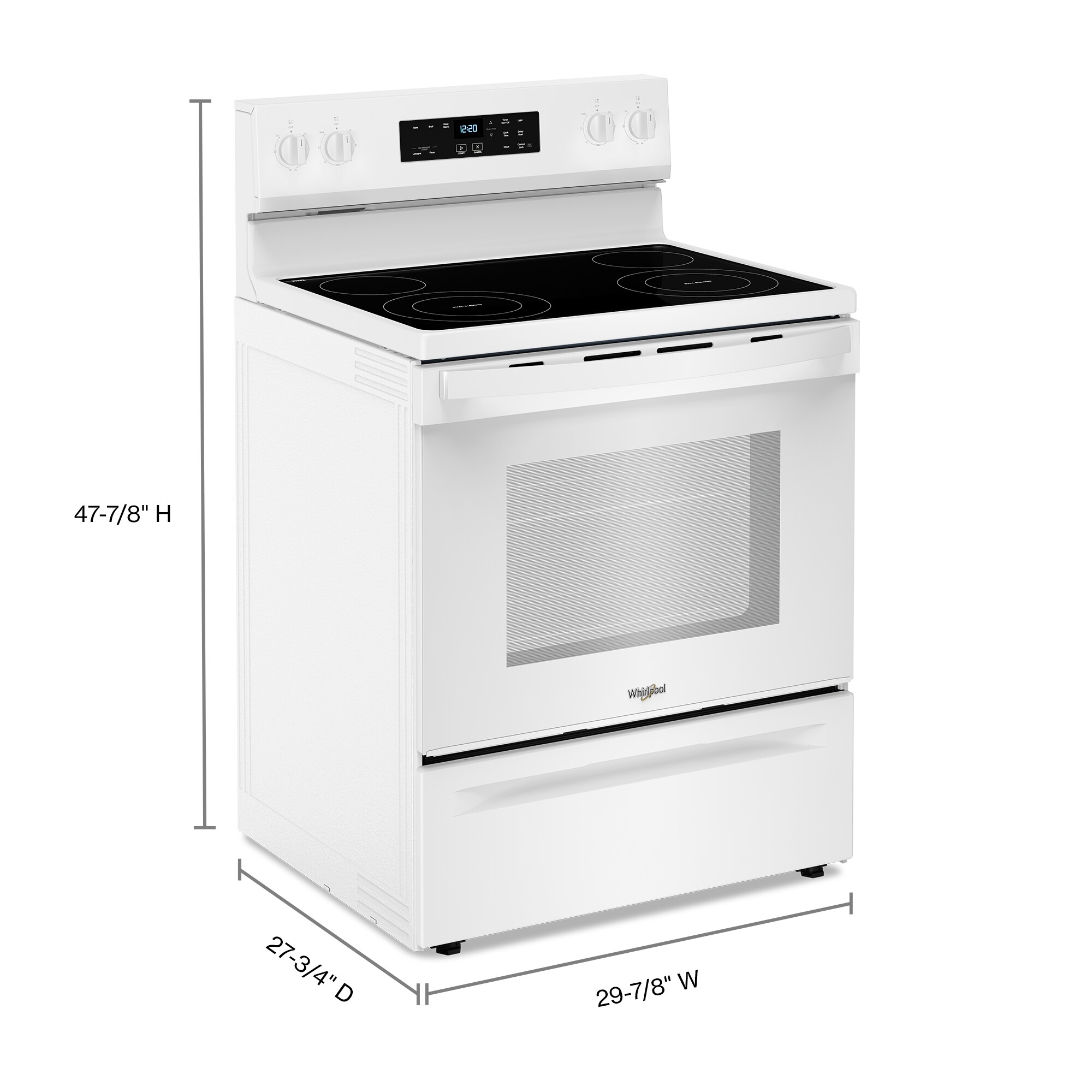 30inch Electric Range with No Preheat Mode White WFES3030RW Whirlpool