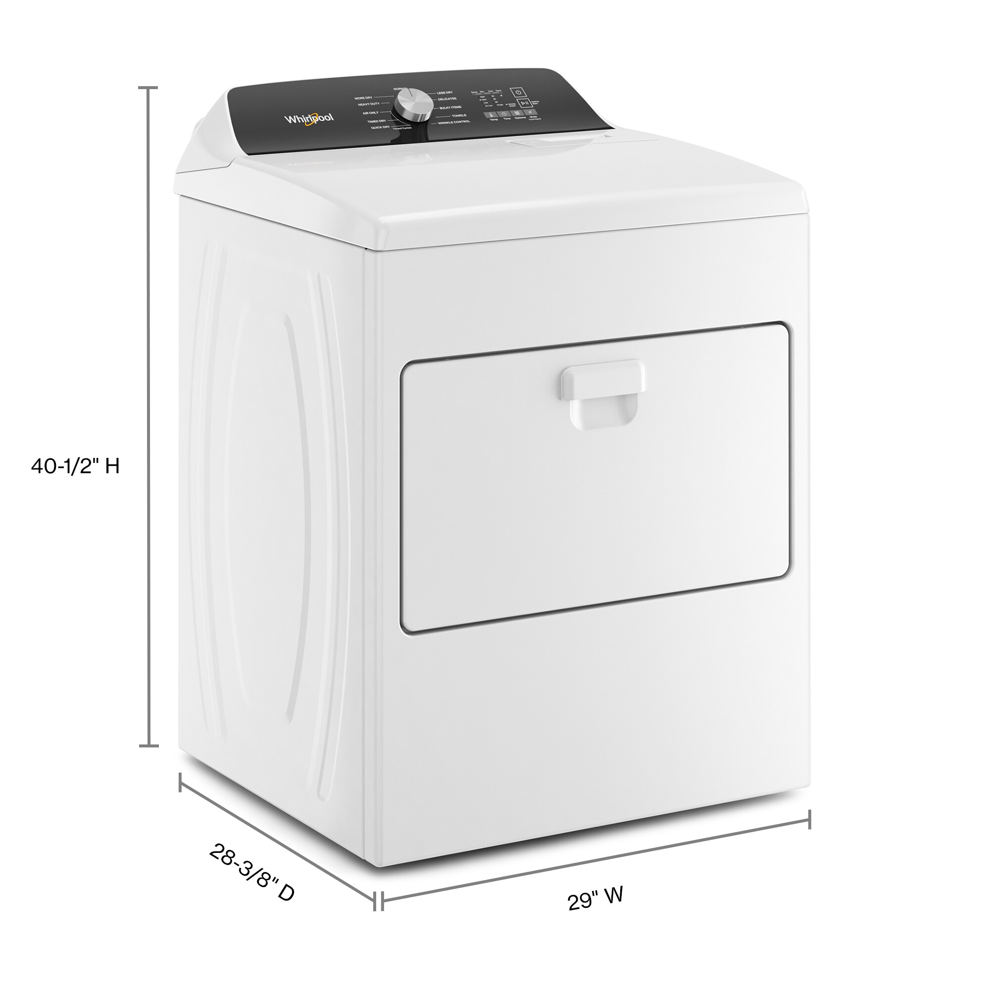 7.0 Cu. Ft. Long Vent Gas Moisture Sensing Dryer White WGD500RLW