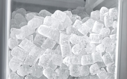 Nugget ice in a freezer