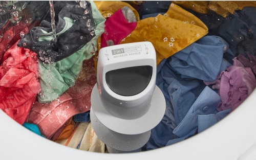 Clothes loaded into a washing machine
