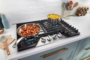 30-inch Gas Cooktop with EZ-2-Lift™ Hinged Cast-Iron Grates Stainless ...