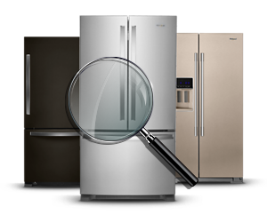 Black, bronze and stainless steel refrigerators from Whirlpool.