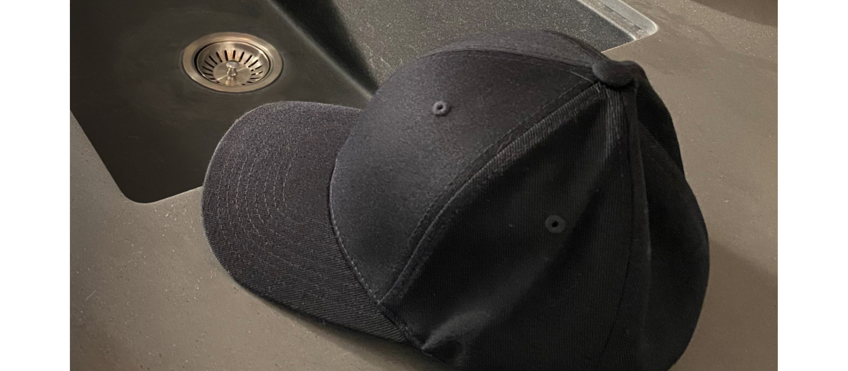 Baseball cap sitting on a counter