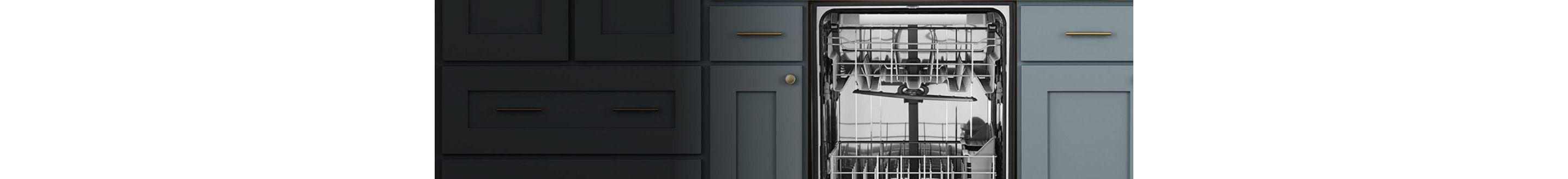 An open, empty dishwasher