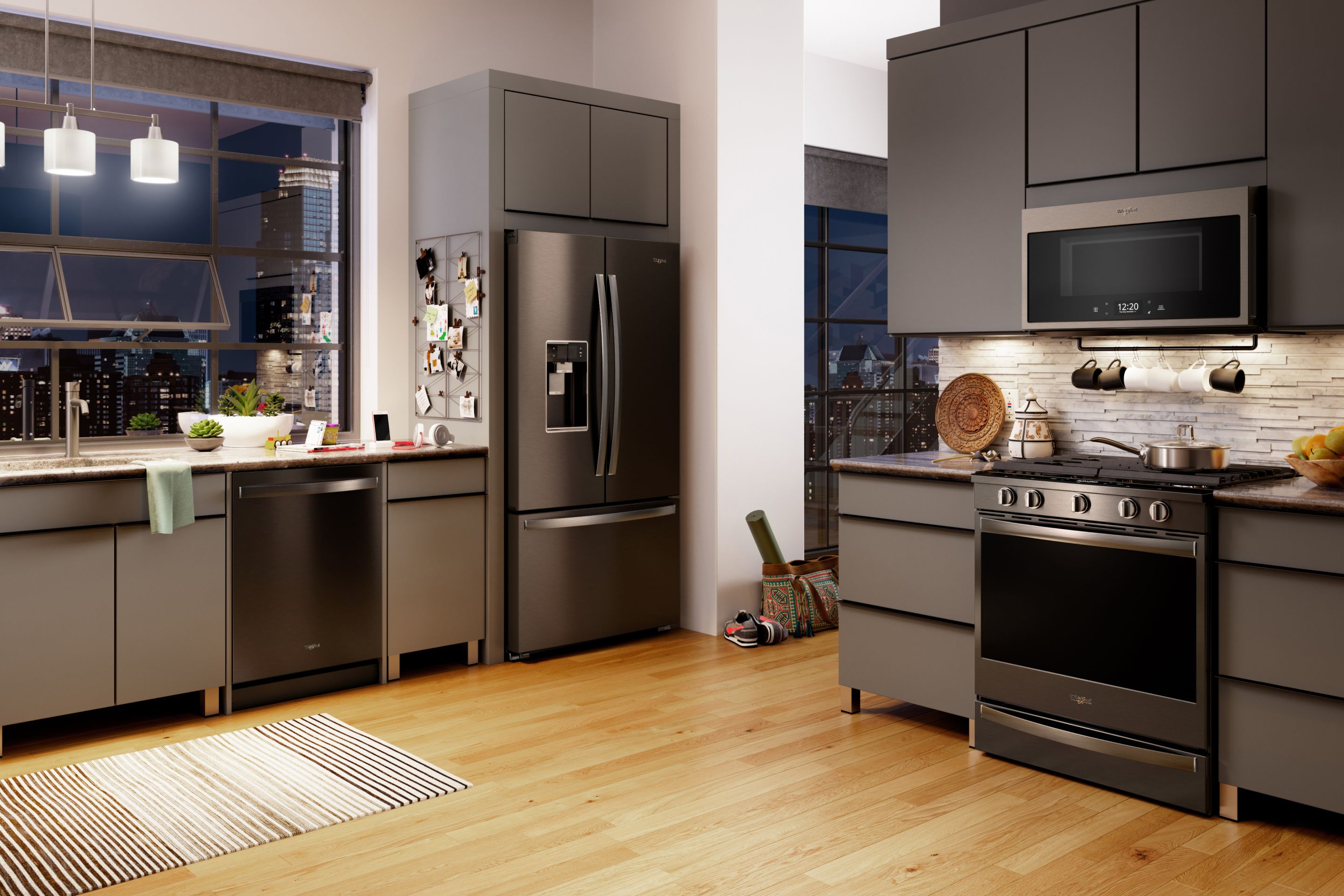 Fingerprint-resistant black stainless steel appliance finishes elevate the style of your kitchen.