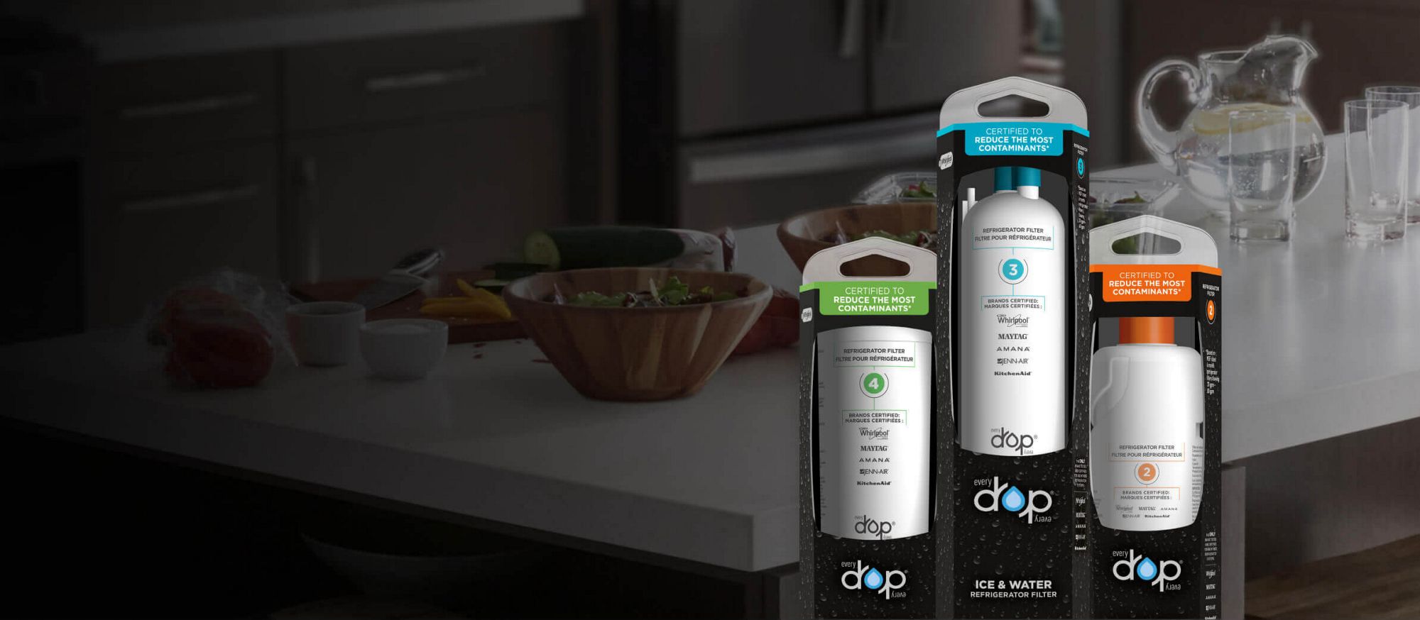 Refrigerator water filters for clean, clear drinking water.