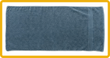 A photograph of a towel outlined with a gold rectangle shape