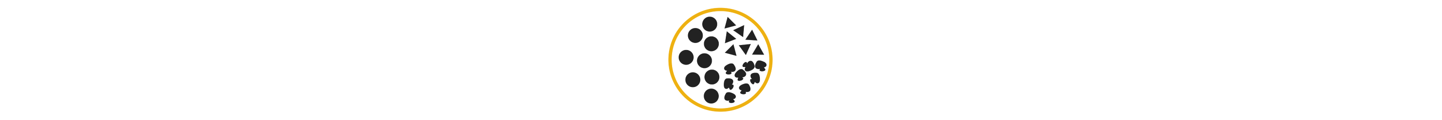 A diagram of a pizza with pepperoni on the left half, cheese in the upper right quadrant and mushrooms in the lower right quadrant