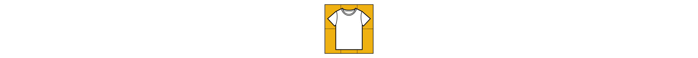 A diagram showing a T-shirt in the center of the cardboard.