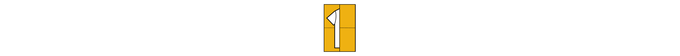 A diagram showing a T-shirt being folded with the right side cardboard sections folded over.
