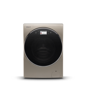 A silver all-in-one washer dryer.