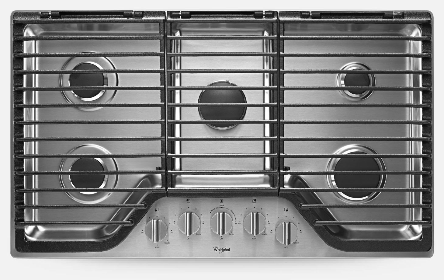Table de cuisson au gaz à 5 brûleurs et grilles en fonte à charnière EZ-2-Lift™, 36 po