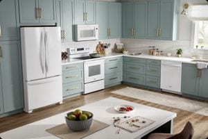 White kitchen store appliances set