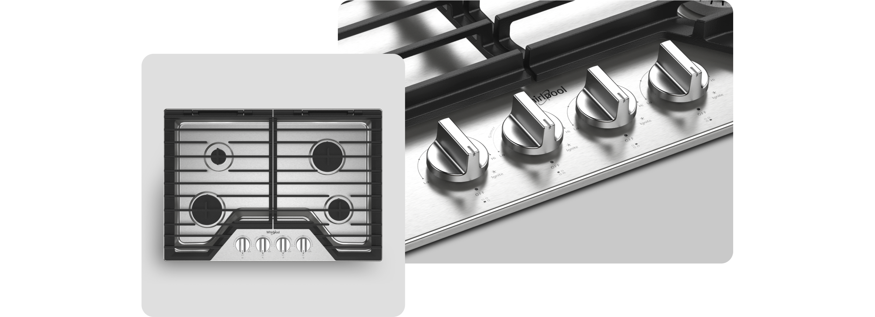 A Whirlpool® Cooktop with a Stainless Steel Finish