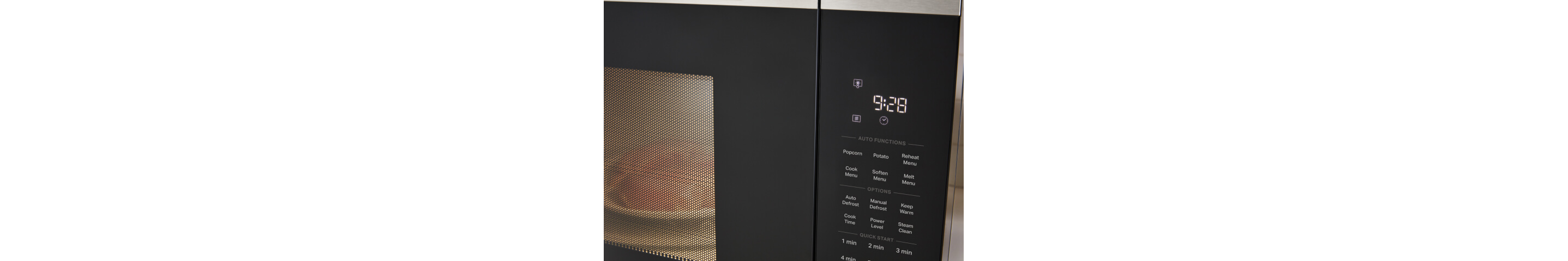 Closeup of the control panel on a Whirlpool® Microwave
