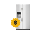 A Whirlpool® Refrigerator with a dollar sign icon