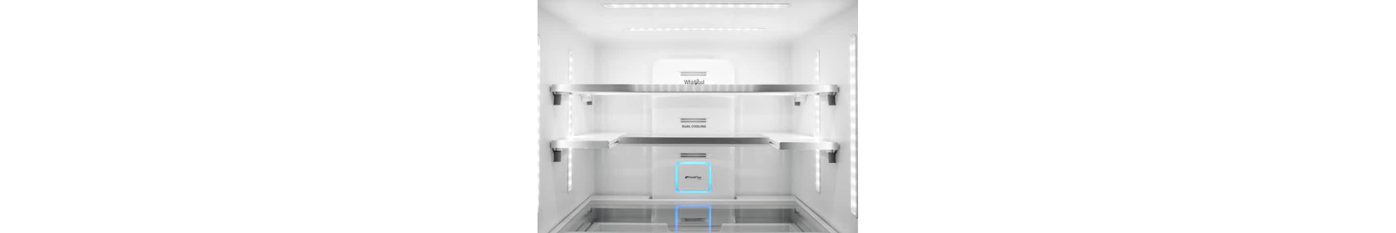 A Whirlpool® French Door Refrigerator with Panoramic LED Lighting