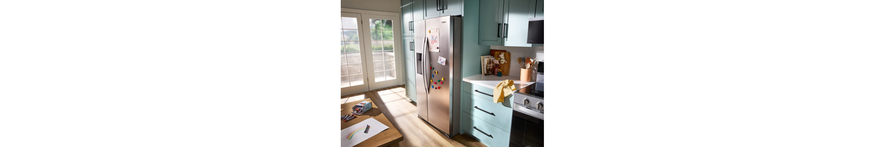 A Whirlpool® Side-by-Side Refrigerator in a kitchen