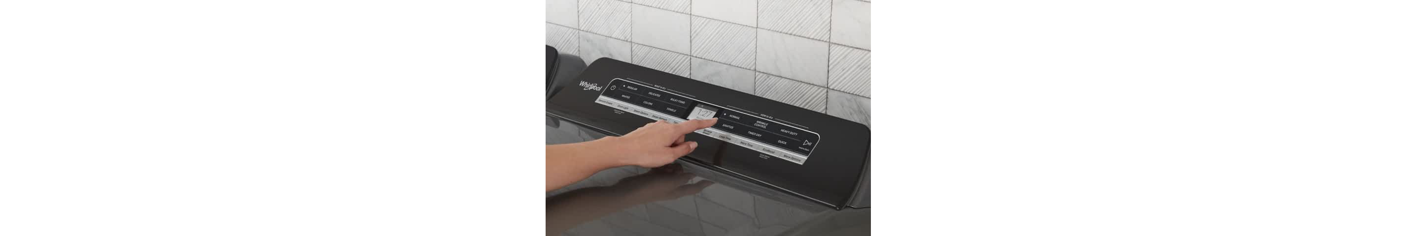 The controls on a Whirlpool® Top Load Matching Dryer