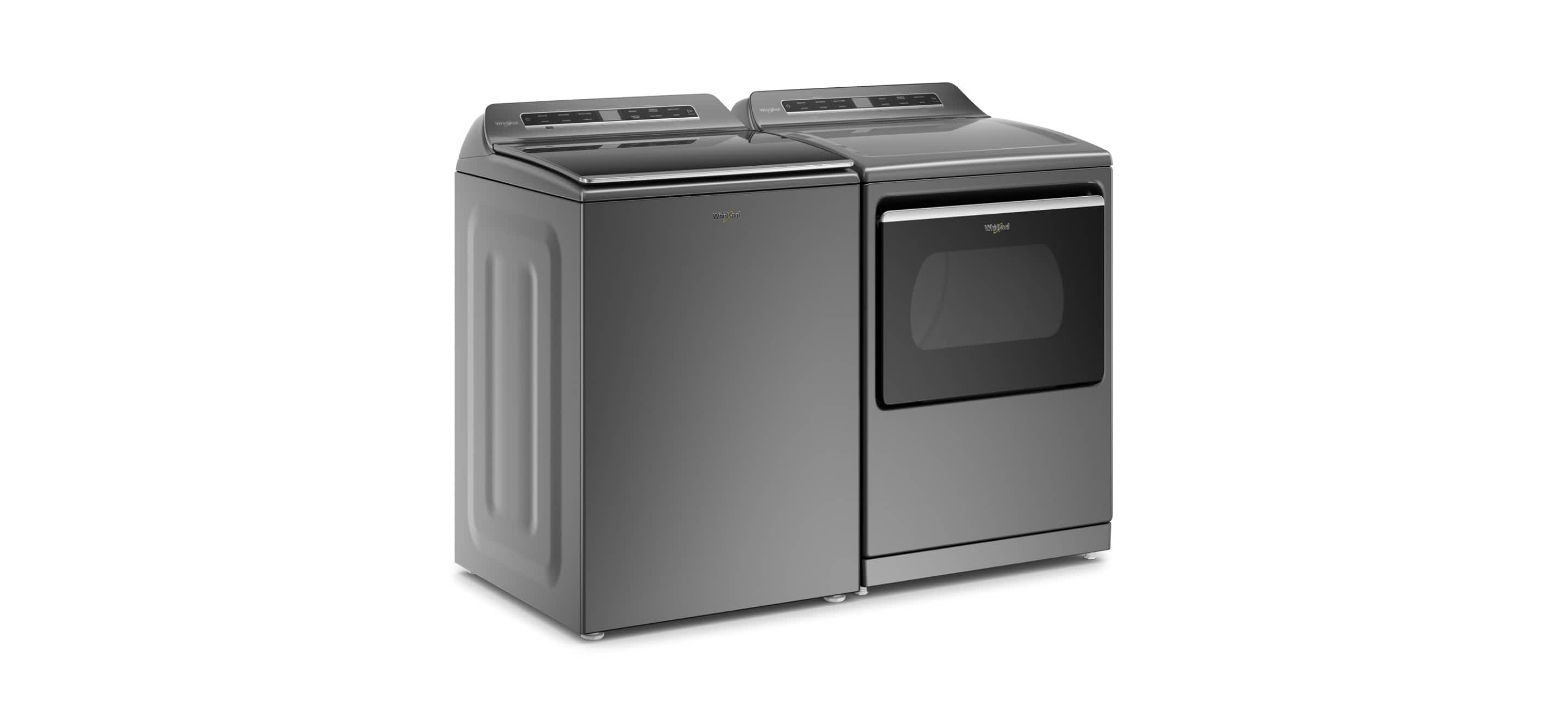 A Whirlpool® Smart Top Load 2 in 1 Removable Agitator Washer & Dryer Set