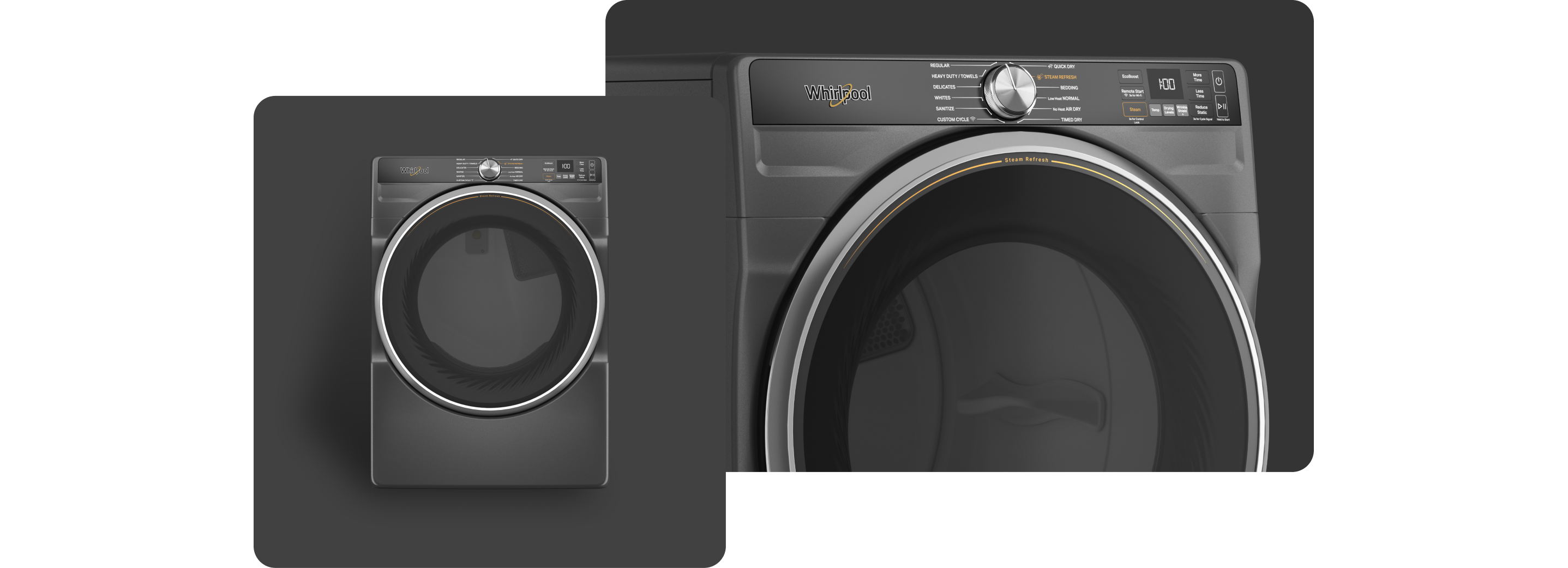A Whirlpool® Dryer with a Volcano Black finish