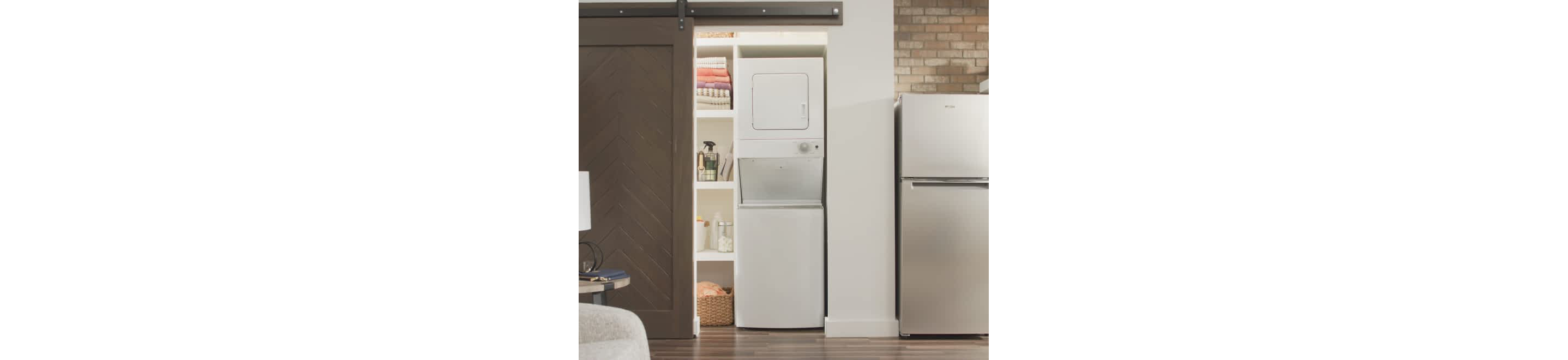 A Whirlpool® Stacked Laundry Center