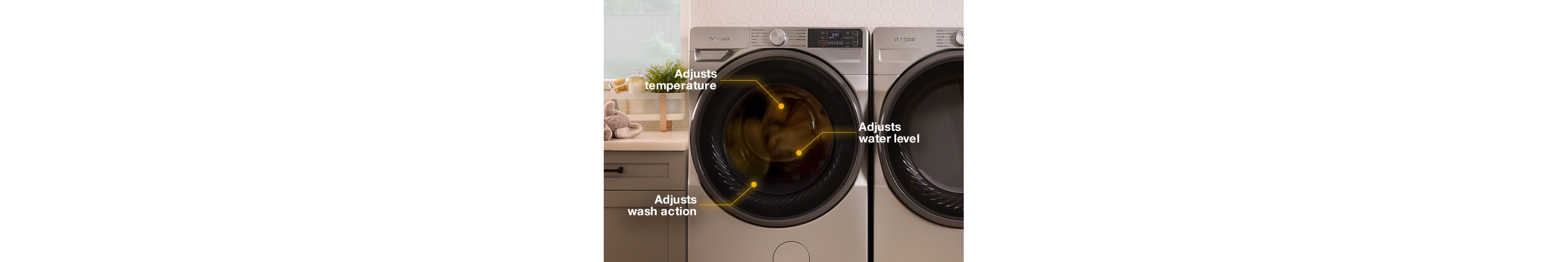 The inside of a Whirlpool® Front Load Washer with AI Intelligent Wash