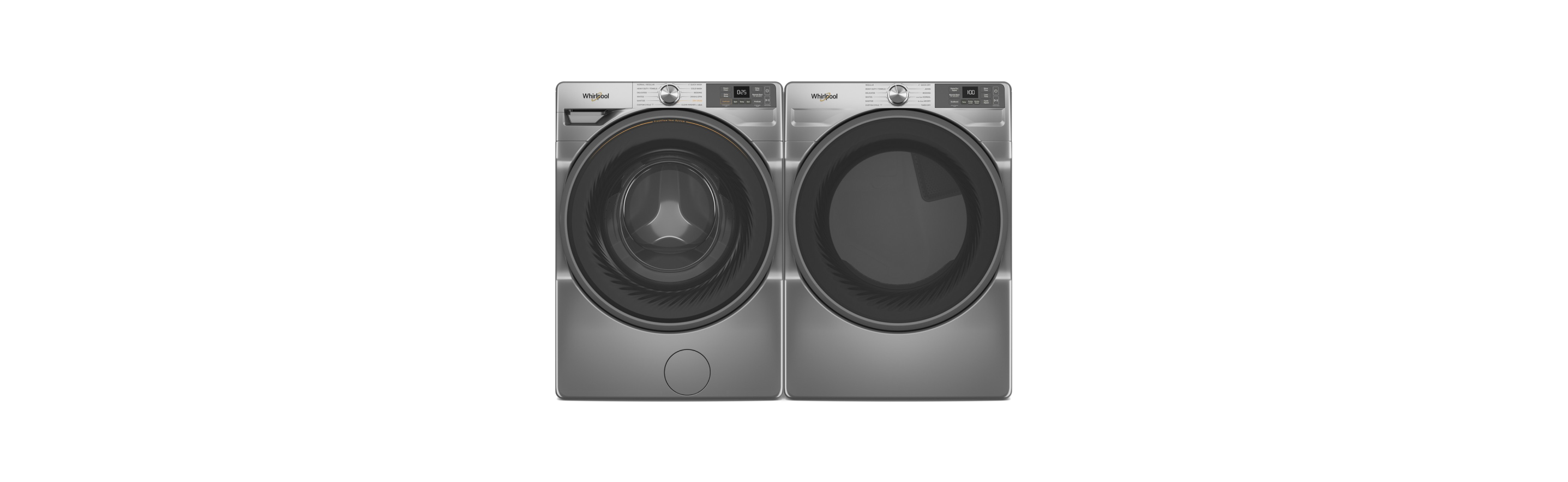 A Whirlpool® Smart Front Load Washer & Dryer Set