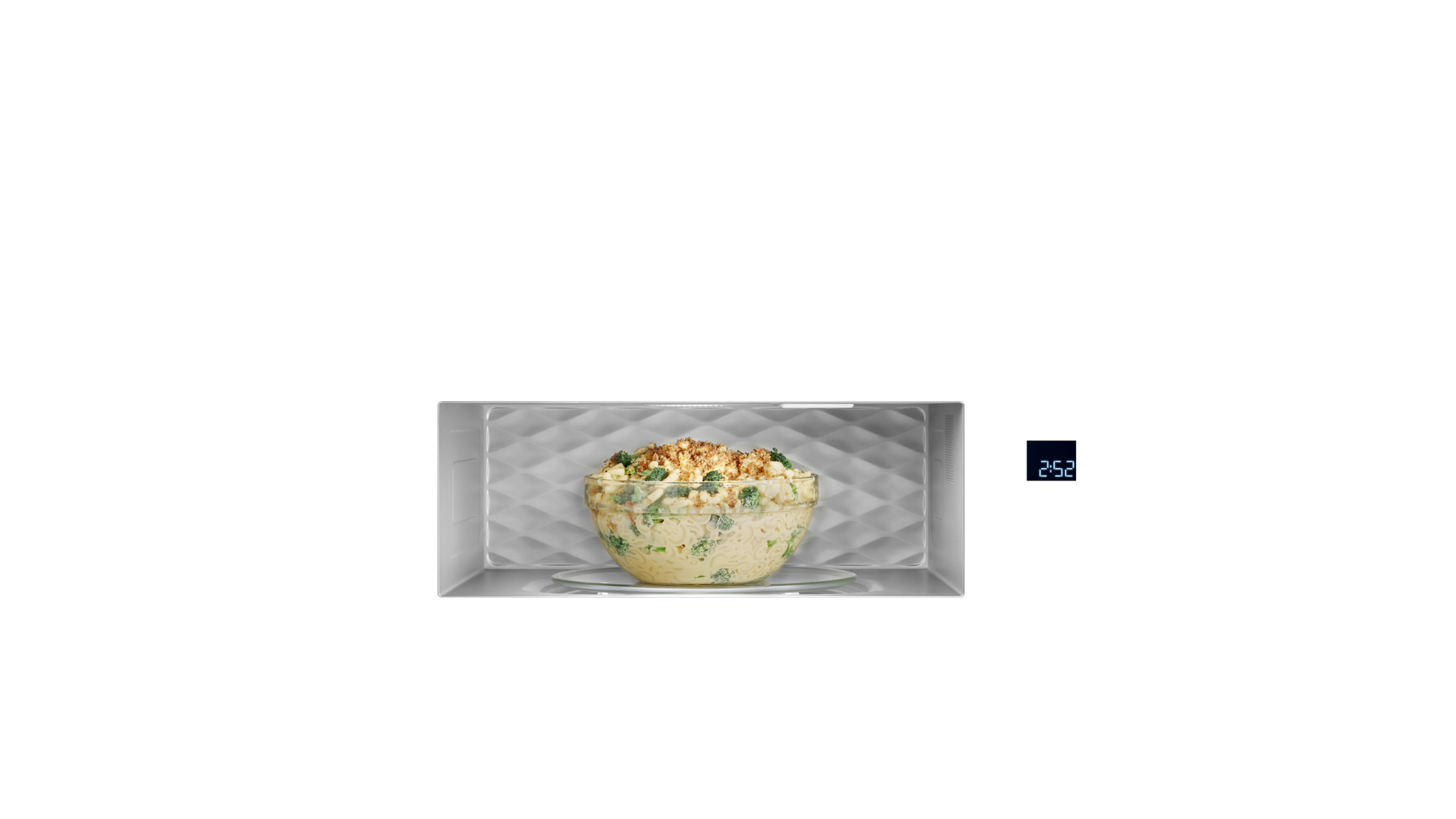 Whirlpool's low-profile microwave has plenty of room to fit tall glasses, wide plates and big bowls.