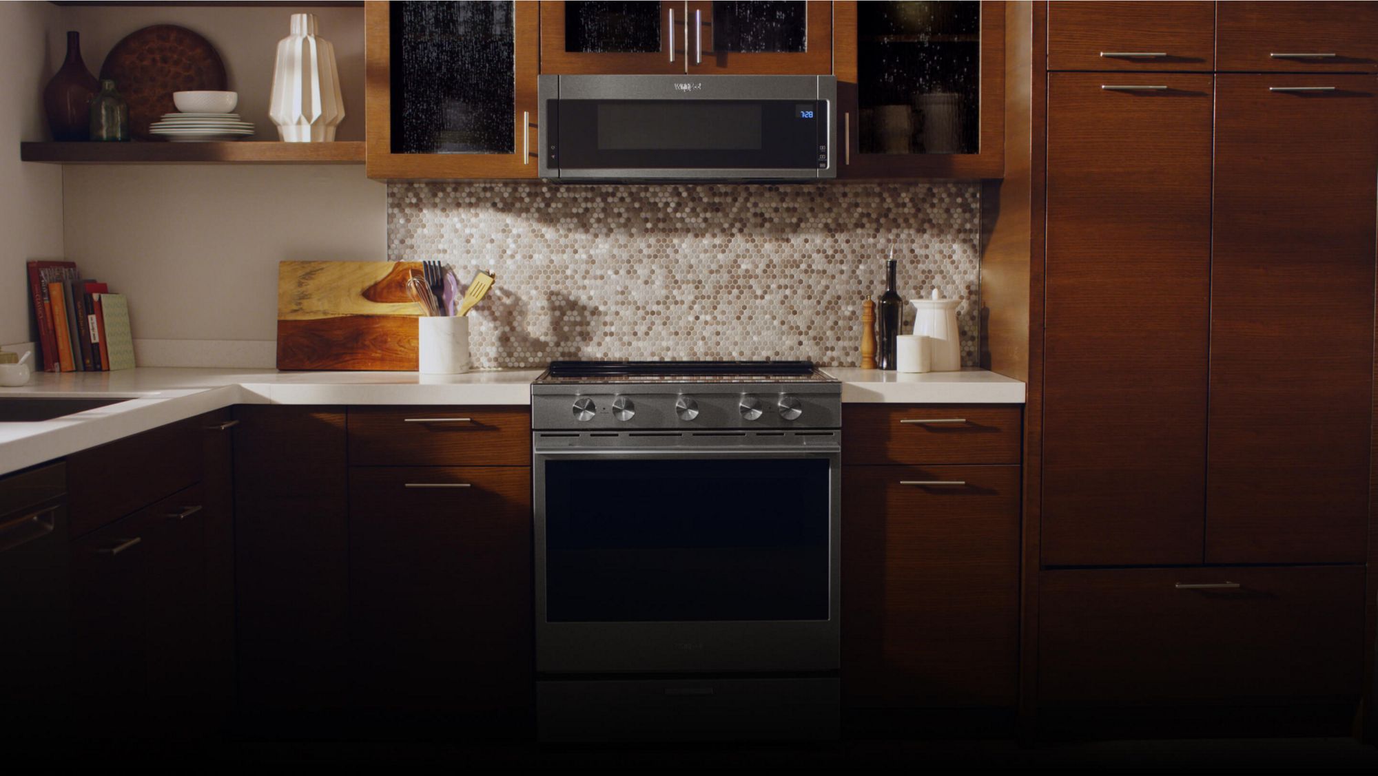 Whirlpool's space-saver microwave clears your counters.