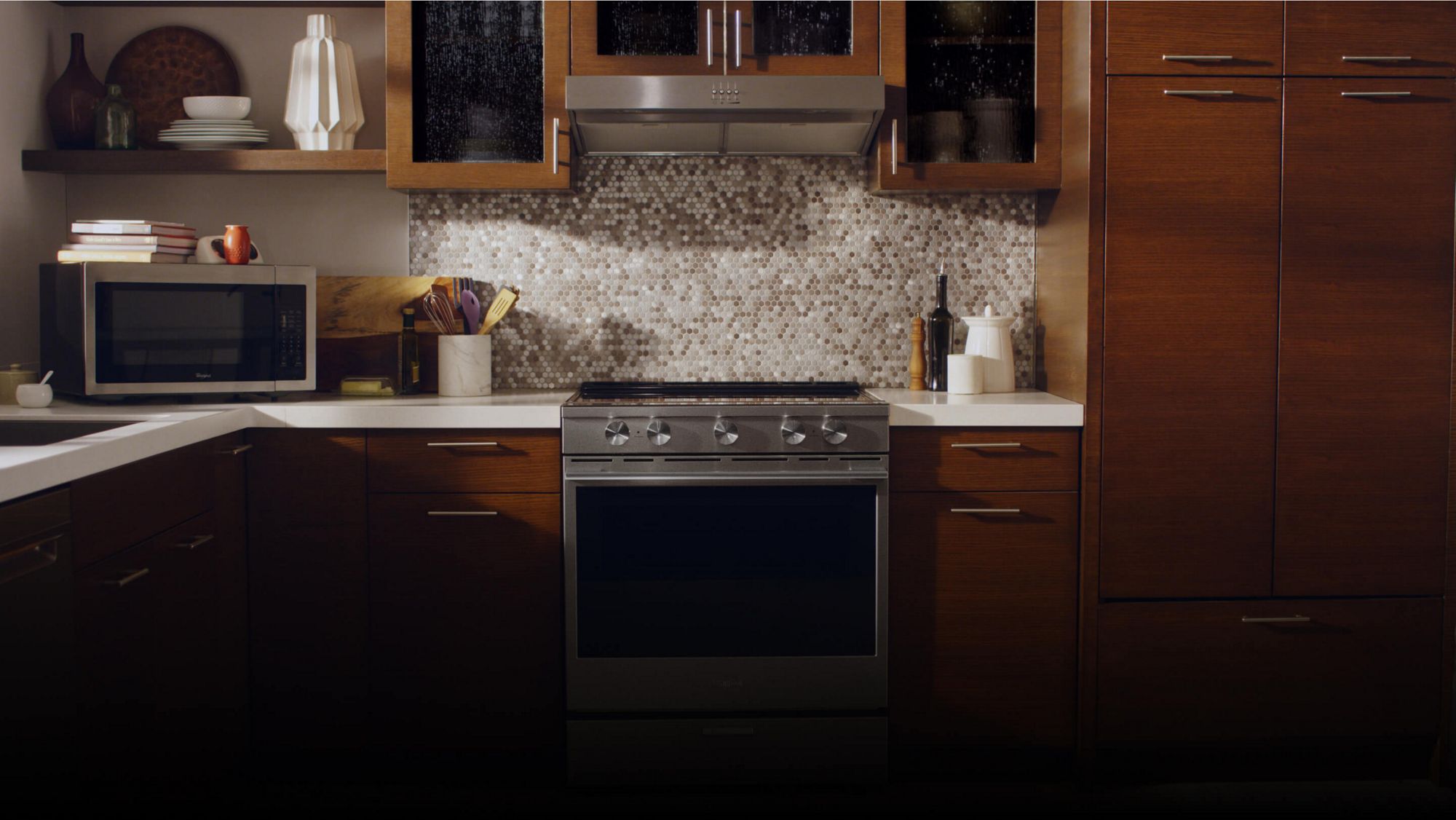 Whirlpool's space-saver microwave clears your counters.
