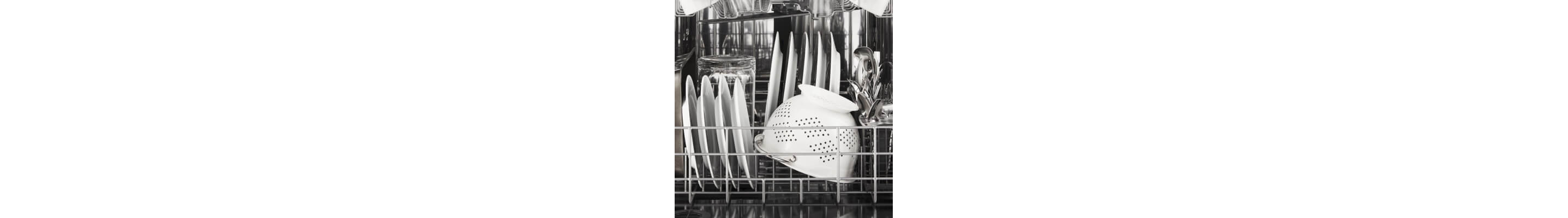 White dishes inside a dishwasher