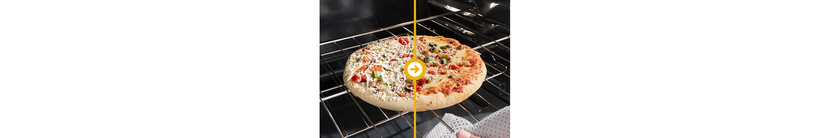 Pizza baking in an oven.