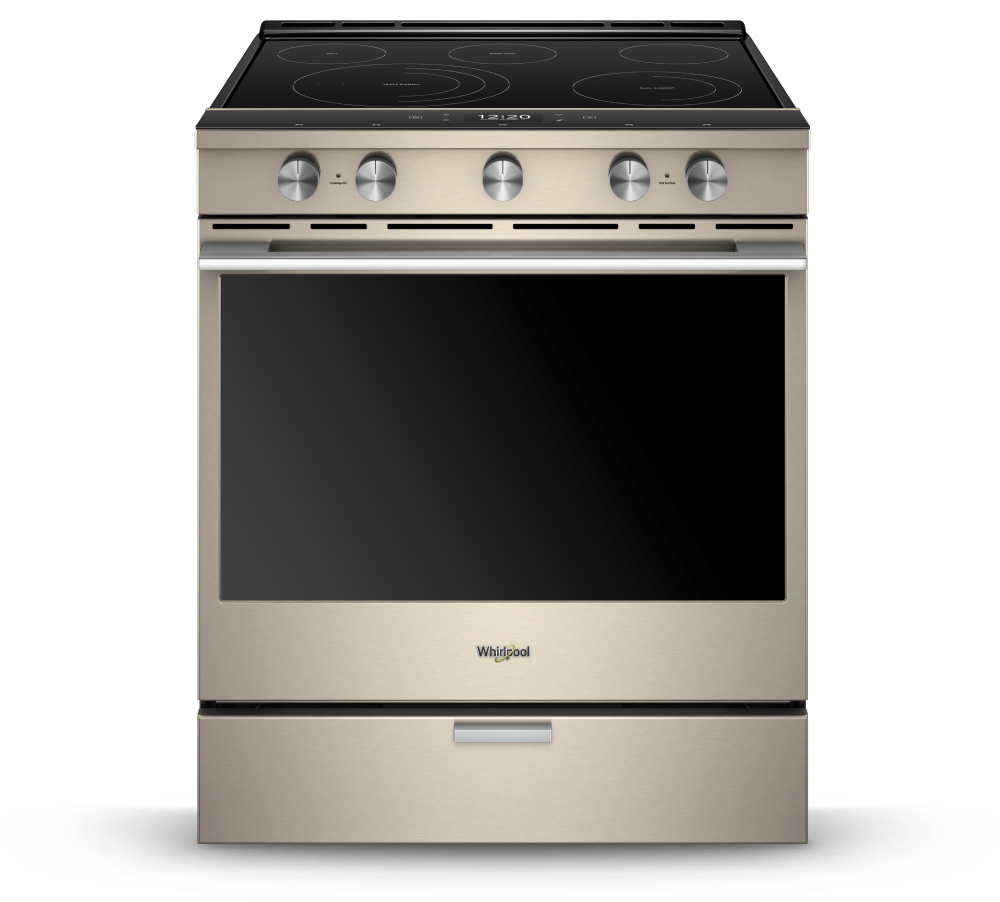 Stainless Steel Whirlpool Gold Electric Cooktop smart slide in electric range