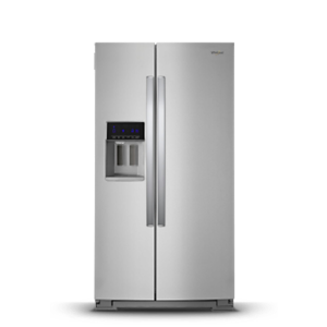 Stainless steel Side-by-Side refrigerator.