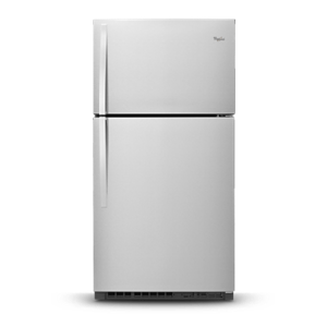 Stainless steel Top-Freezer refrigerator.